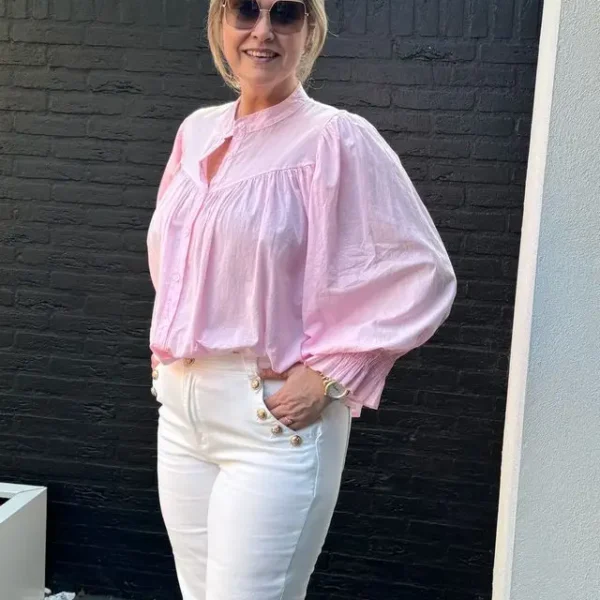 blouse met pof mouwen roze