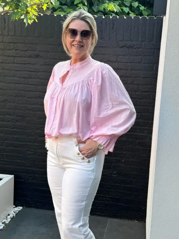 blouse met pof mouwen roze