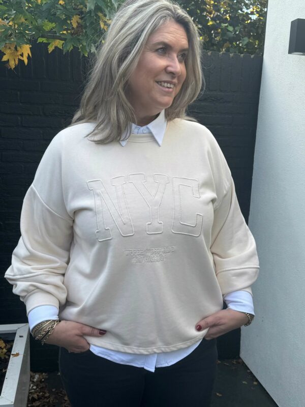 Glanzende sweater beige Mooij