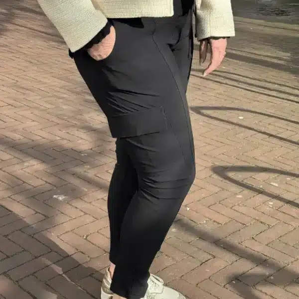 Travelstof cargo broek zwart