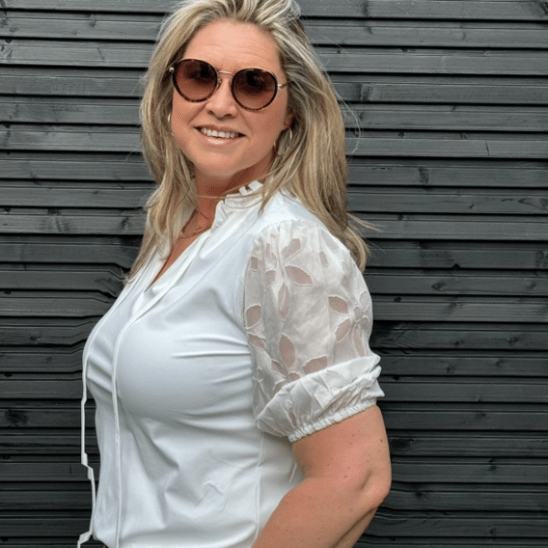 Travel blouse kanten mouwen offwhite