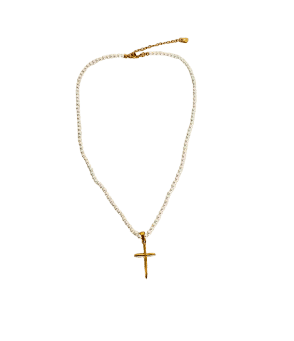 parelketting met kruisje parelketting met kruisje