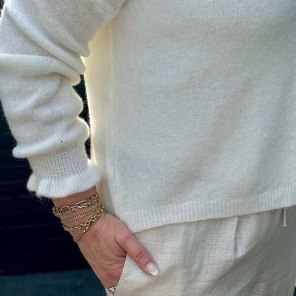 Offwhite Gebreid Vestje met Ruches van Boe bou