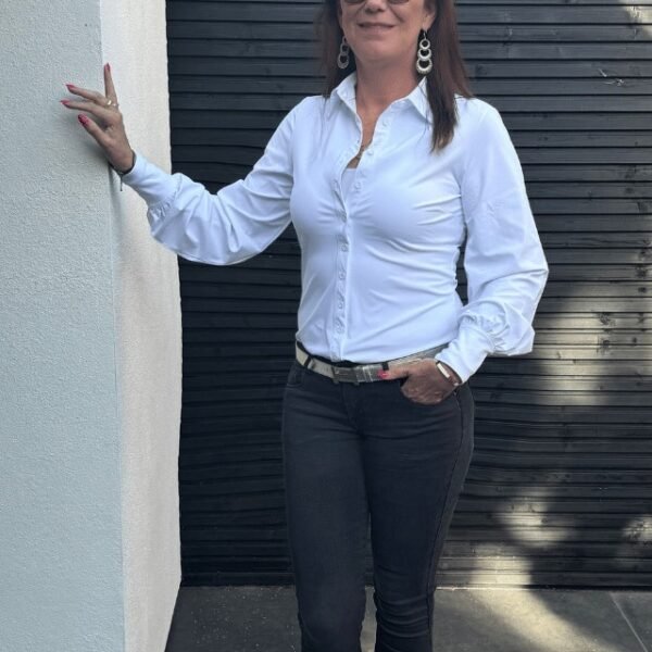 Travelstof blouse basic wit Travelstof blouse basic wit