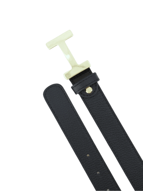 ledere riem hera donkerblauw met goude gesp