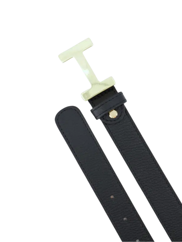 ledere riem hera donkerblauw met goude gesp