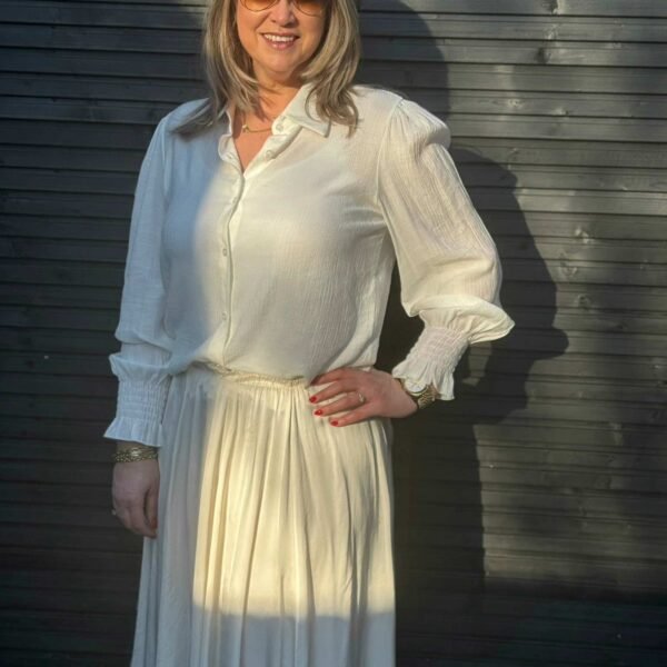 Blouse met ruches mouwen off-white Gemma Ricceri