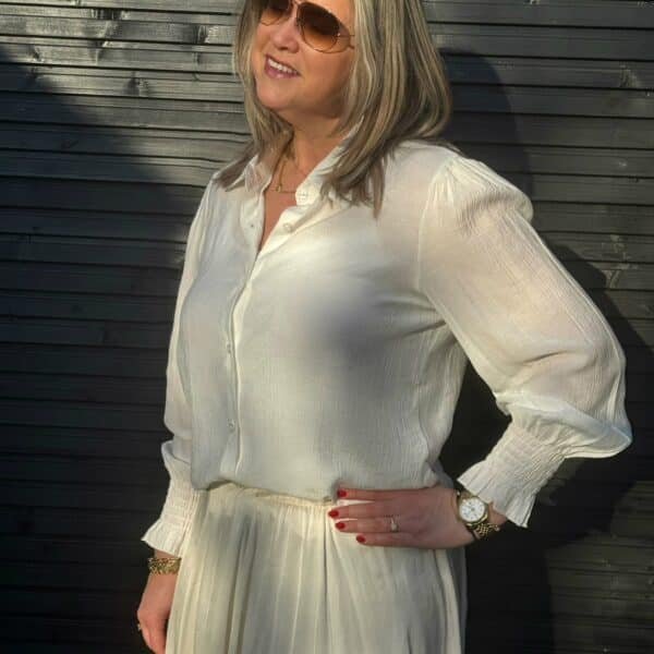 Blouse met ruches mouwen off-white Gemma Ricceri