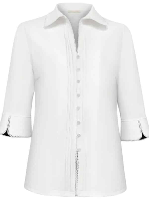 Stijlvolle Triple Nine blouse met driekwart mouwen in het wit (BLS 5904)