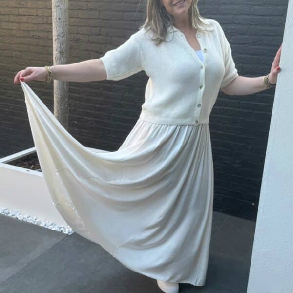 Zijde maxi rok beige ecru Boebou