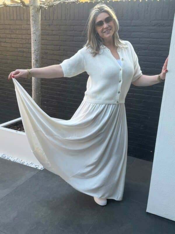 Zijde maxi rok beige ecru Boebou