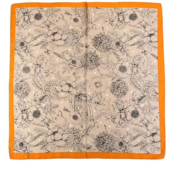 Sjaal Beige met Oranje Bloemenprint