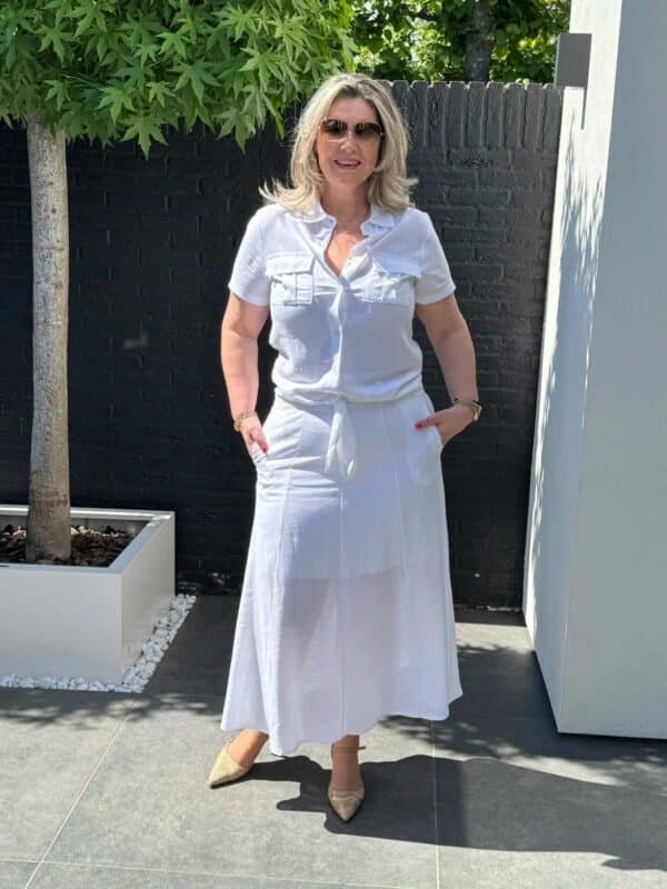 Witte Linnen set Rok met Riem merk Vera Jo