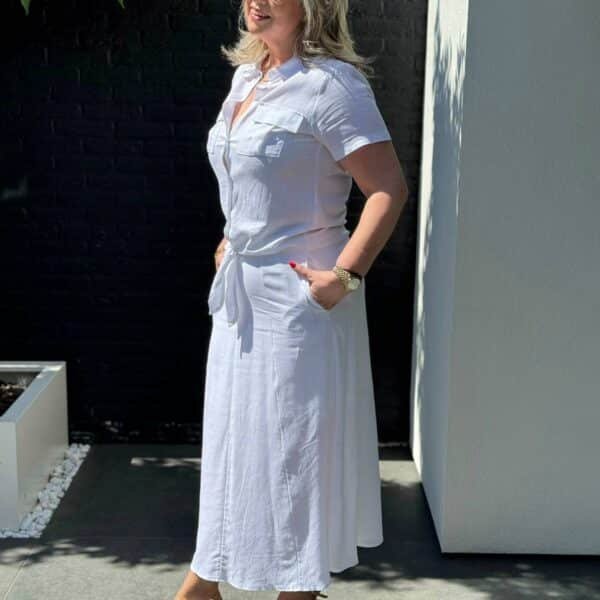 Witte Linnen Rok met Riem van Vera Jo