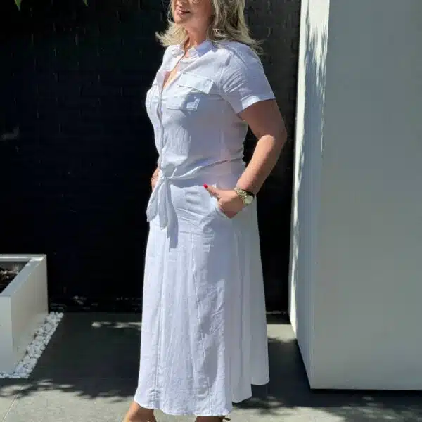 Witte Linnen Rok met Riem van Vera Jo