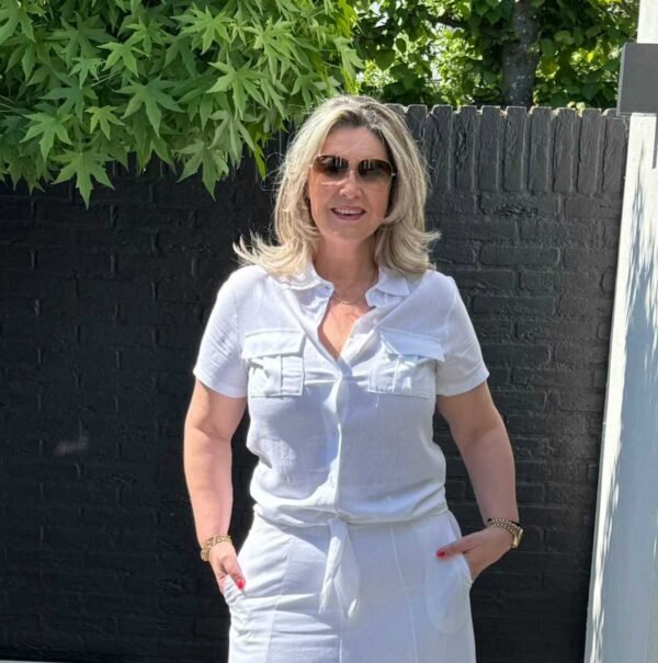 Witte Linnen Strikblouse Vera Jo