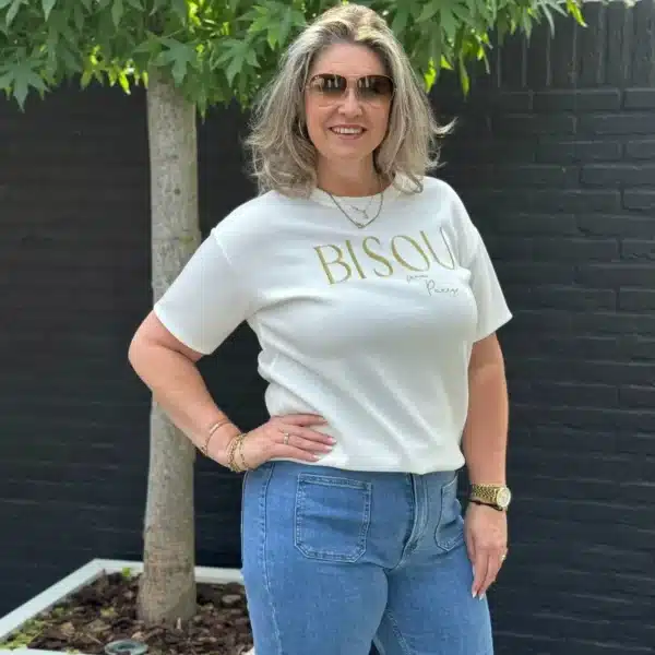 Shirt sweaterstof Bisou wit – Gemma Ricceri