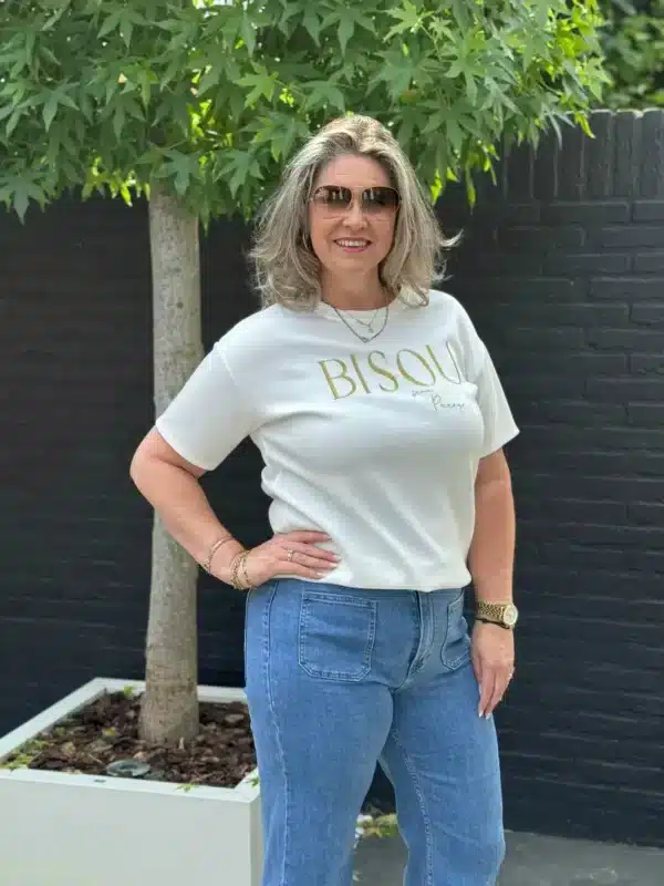 Shirt sweaterstof Bisou wit – Gemma Ricceri