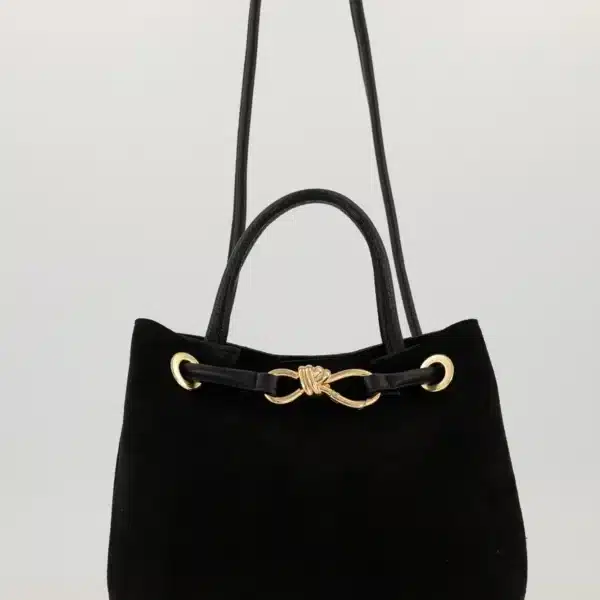 Zwarte Suède Schoudertas mimi-suede-grain-schoudertassen-zwart-d28-goudkleurig