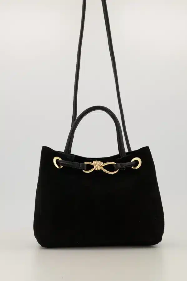 Zwarte Suède Schoudertas mimi-suede-grain-schoudertassen-zwart-d28-goudkleurig