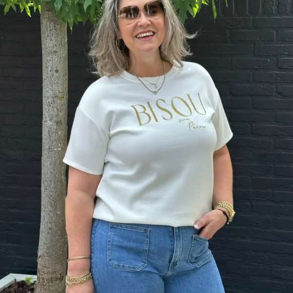 Shirt sweaterstof Bisou wit van Gemma Ricceri