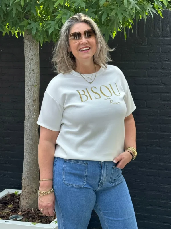 Shirt sweaterstof Bisou wit van Gemma Ricceri