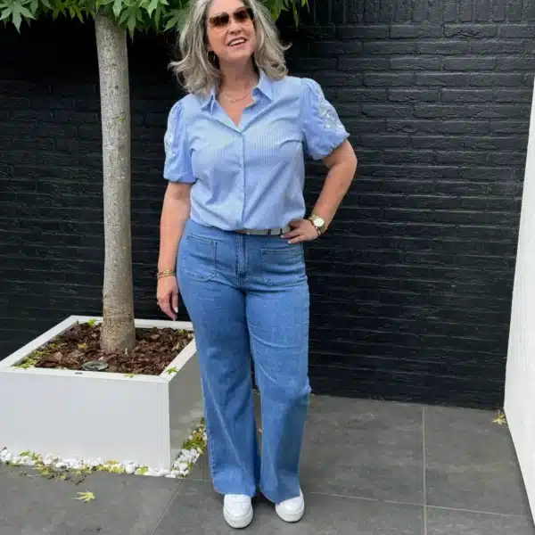Wide leg jeans met opgestikte zakken – Gemma Ricceri