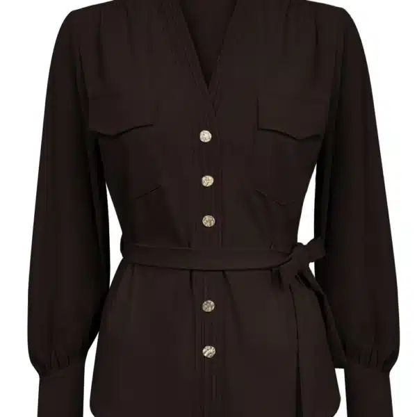 Blouse cargo pockets and belt BLS5926