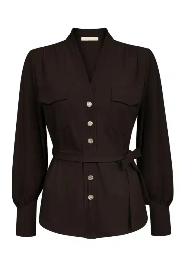 Blouse cargo pockets and belt BLS5926