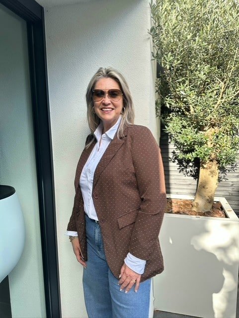 Blazer strass steentjes donkerbruin