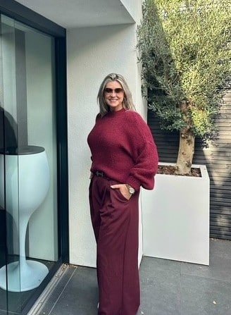 Palazzo Wide Leg Pantalon Bordeaux