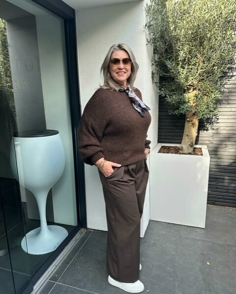 Palazzo Wide Leg Pantalon Donkerbruin