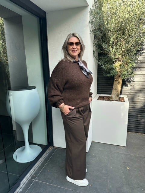 Palazzo Wide Leg Pantalon Donkerbruin