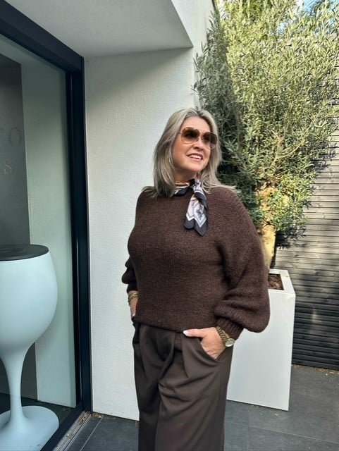 Gebreide trui donkerbruin