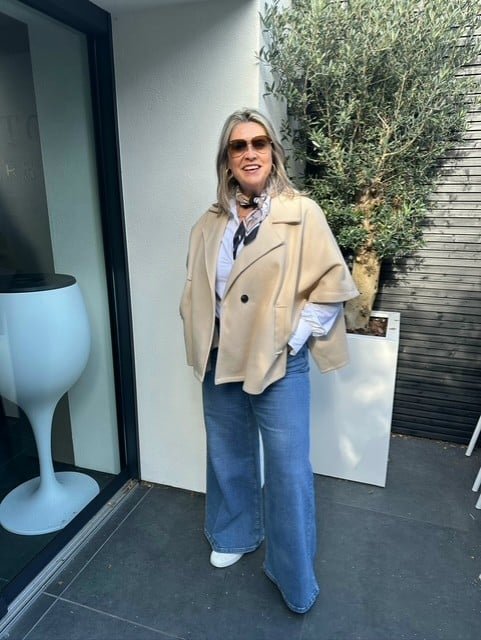 Oversized poncho beige