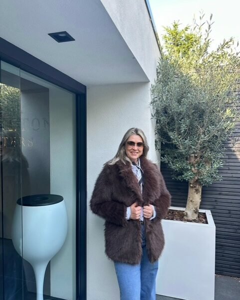 Faux Fur Jas Donkerbruin