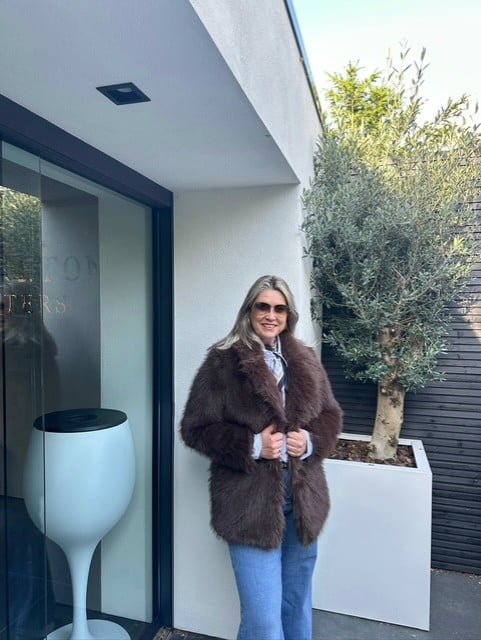 Faux Fur Jas Donkerbruin