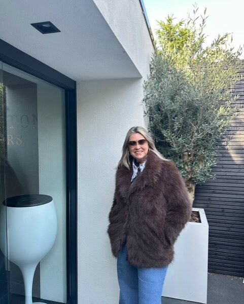 Faux Fur Jas Donkerbruin