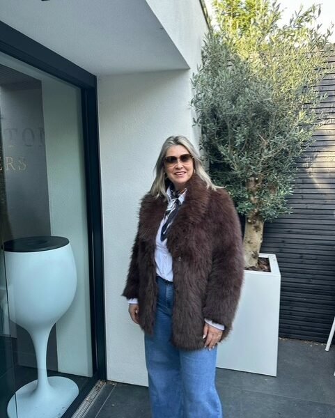 Faux Fur Jas Donkerbruin