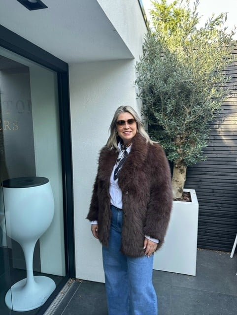 Faux Fur Jas Donkerbruin