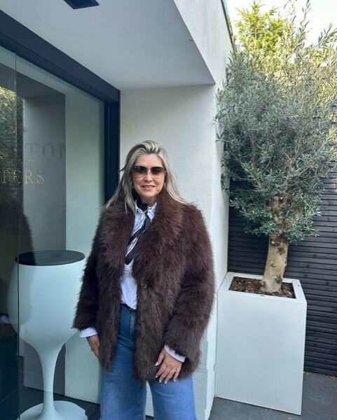 Faux Fur Jas Donkerbruin