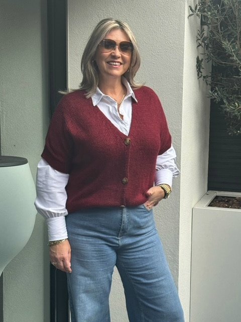 Gebreid gilet bordeaux