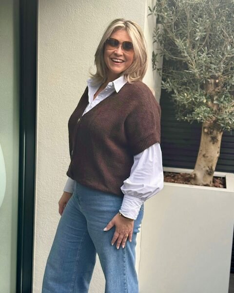 gebreid gilet donkerbruin gebreid gilet donkerbruin