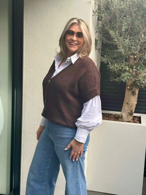 gebreid gilet donkerbruin