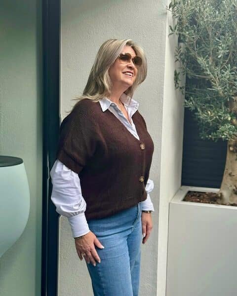 gilet bruin 2 Gebreid Gilet Donkerbruin