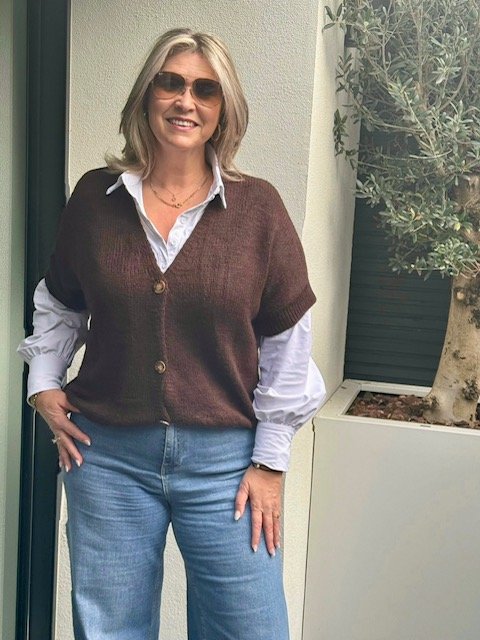 gebreid gilet donkerbruin