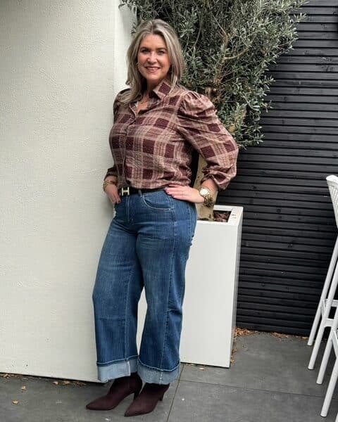 Ruiten blouse met strassteentjes Vera Jo