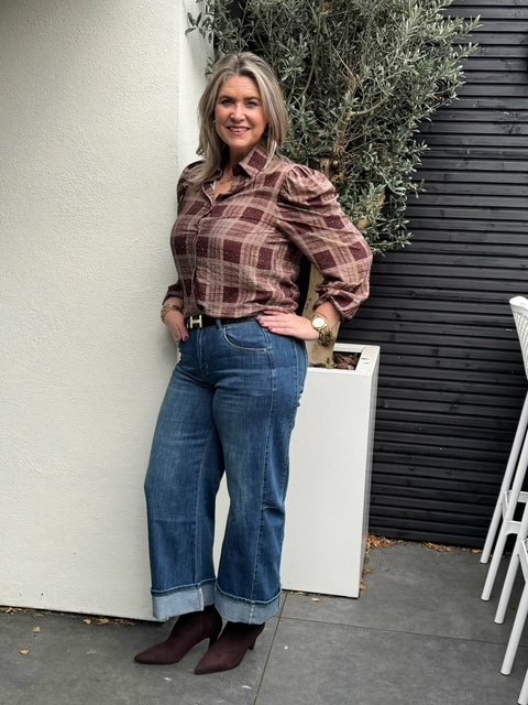 Ruiten blouse met strassteentjes Vera Jo