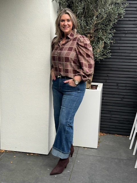 Ruiten blouse met strassteentjes Vera Jo