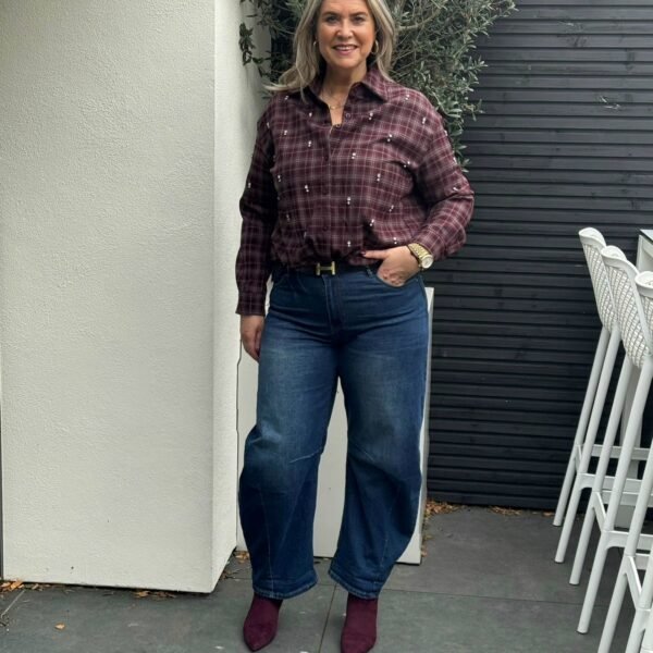 Geruite blouse bordeaux van Gemma Ricceri